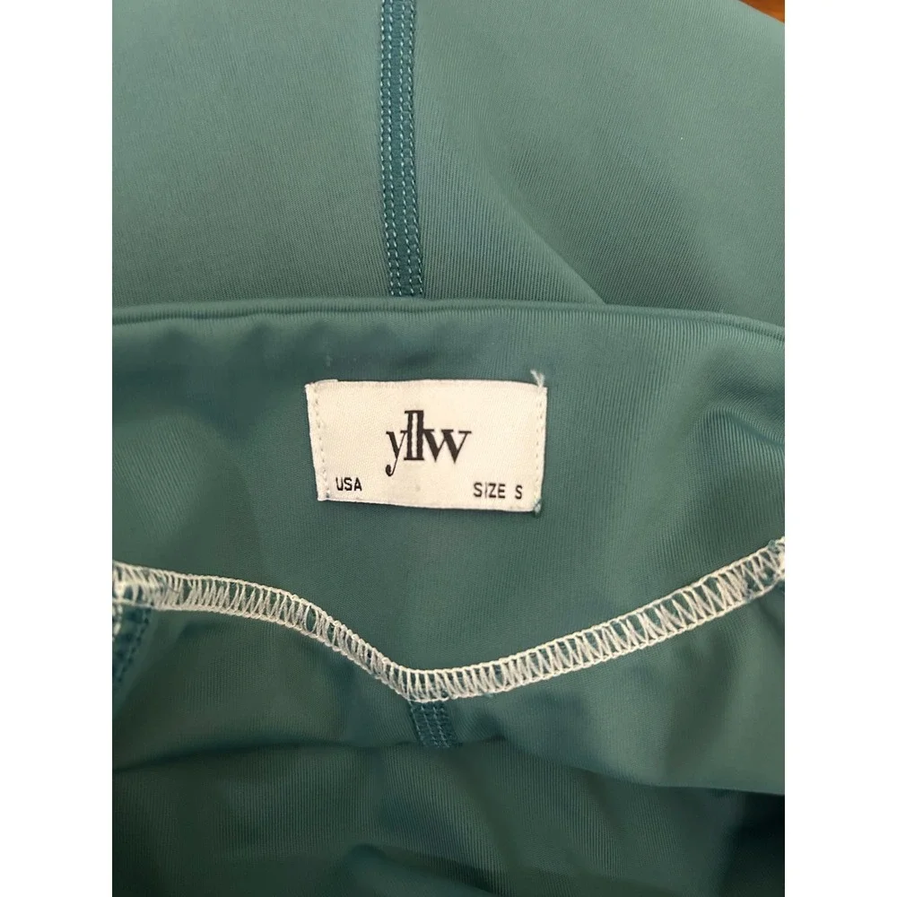YLLW Teal Blue Active Romper Womens Size S Biker Bodysuit Piping - Picture 14 of 16